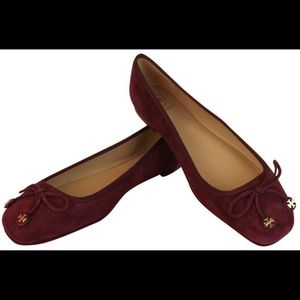 NIB Tory Burch Maroon Suede Minnie Flats-10.5